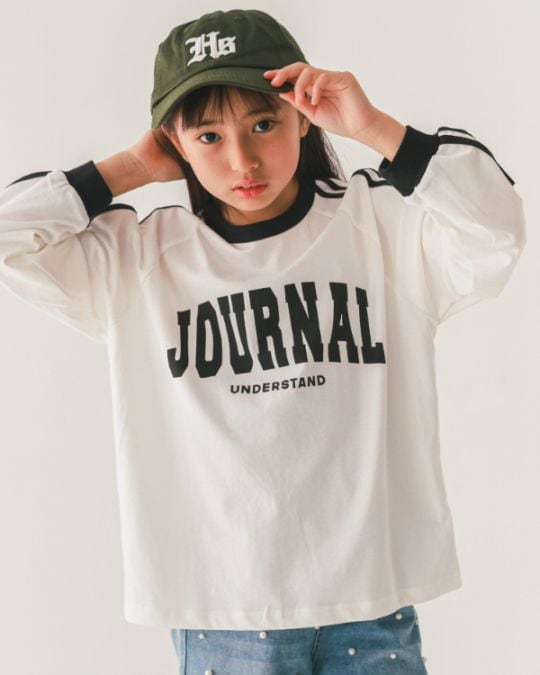 【26PS】JOURNALラインロングTシャツ / オフホワイト