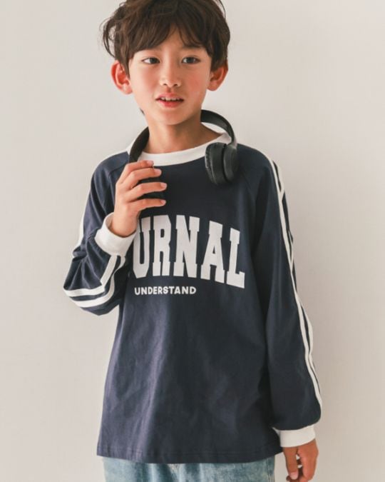 【ジーンズベー】JOURNALラインロングTシャツ / ブラック
