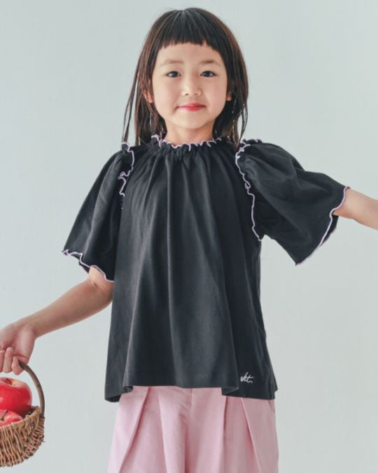 【エヌエイチティー】メローギャザーTシャツ / ラベンダー