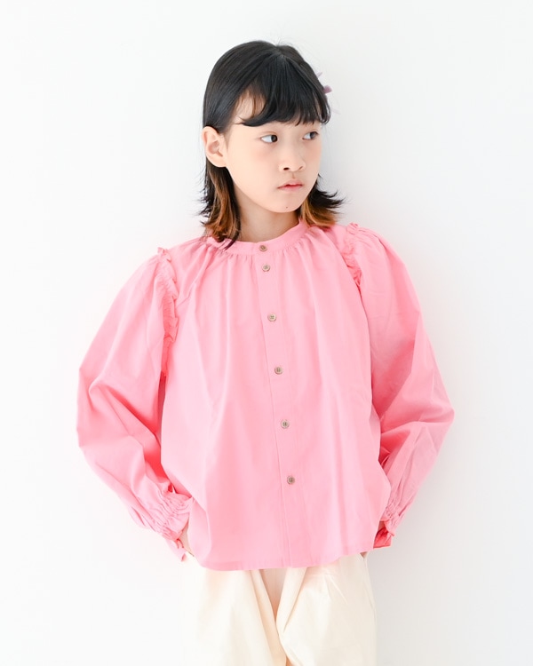 【エヌエイチティー】メローギャザーブラウス / ピンク