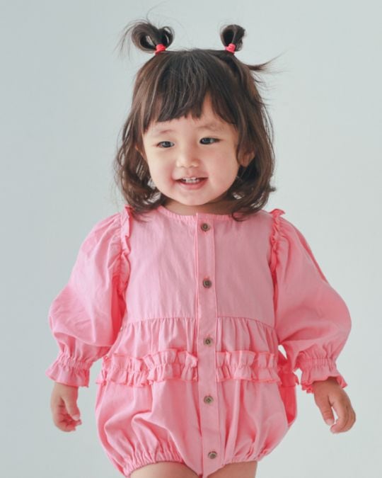 【26PS】フリルロンパース / ピンク