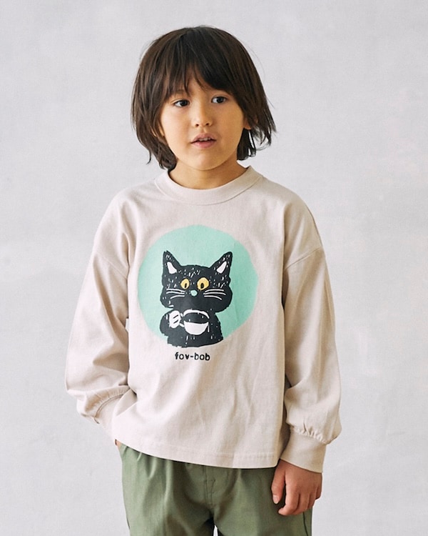 【フォブ】F/B CAT L/S Tシャツ / チャコールグレー