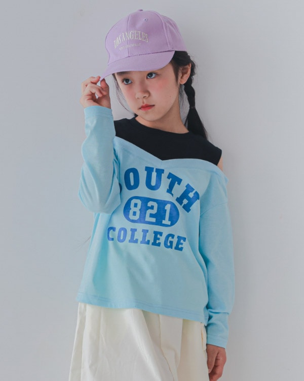 【26PS】肩あきレイヤード風ロングＴシャツ / ブラック