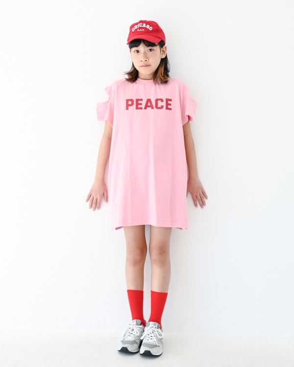 【セカンド】PEACE肩あきワンピース / ピンク