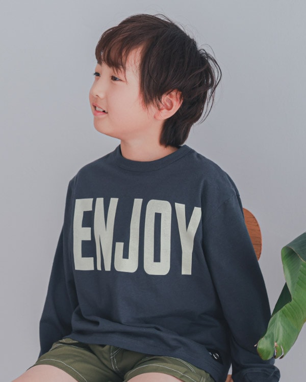 【26PS】ENJOYロングTシャツ / チャコールグレー