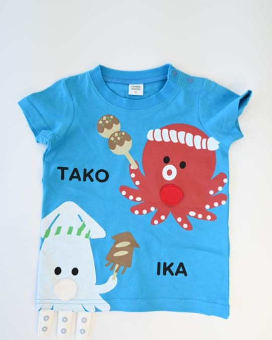 【チークルーム】たこ焼き いか焼き Tシャツ / ピンク