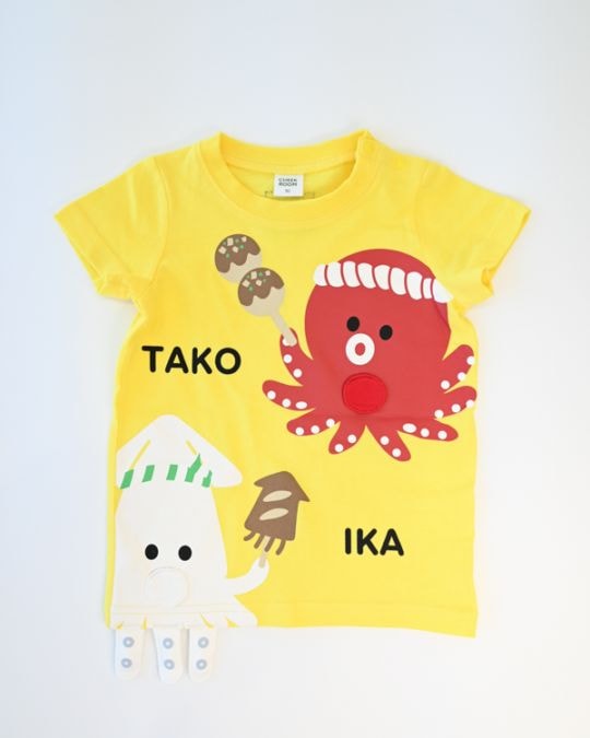 【チークルーム】たこ焼き いか焼き Tシャツ / イエロー
