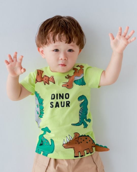 【26SS】恐竜たくさん Tシャツ / イエロー