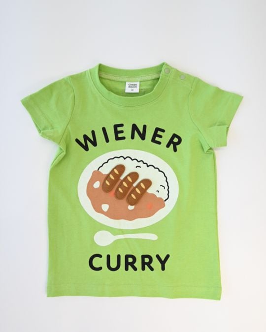 【チークルーム】ウインナーカレー Tシャツ / イエロー