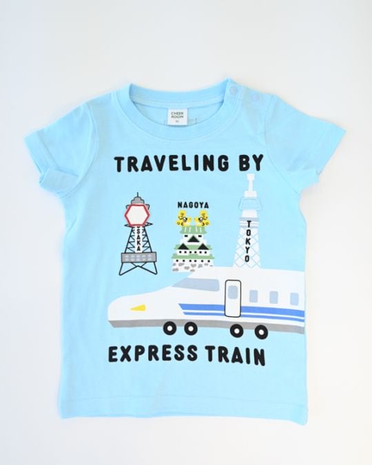 【チークルーム】ご当地新幹線 Tシャツ / サックス