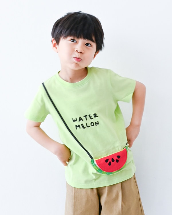 【チークルーム】すいかポシェット Tシャツ / オフホワイト
