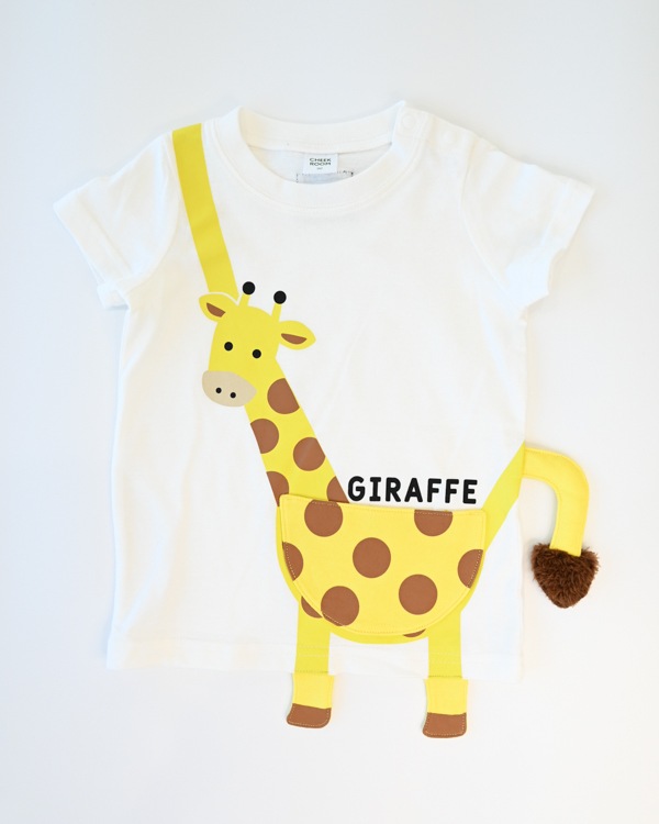 【チークルーム】きりんポシェット Tシャツ / グリーン