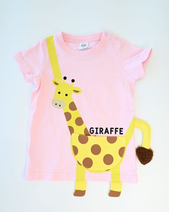 【チークルーム】きりんポシェット Tシャツ / グリーン