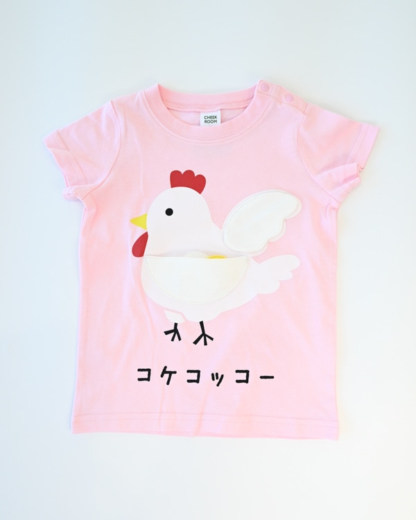 【チークルーム】コケコッコー Tシャツ / ピンク