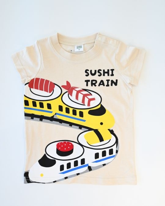 【チークルーム】新幹線お寿司 Tシャツ / ブルー