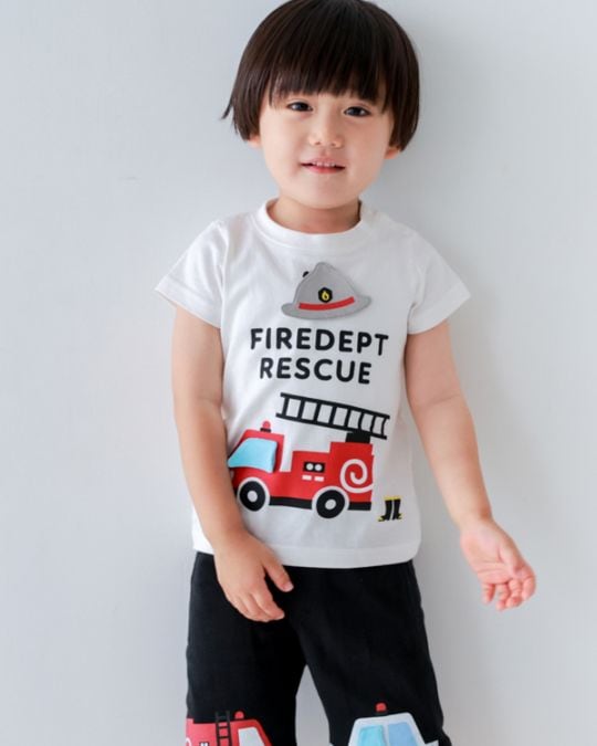 【チークルーム】消防車 Tシャツ / イエロー