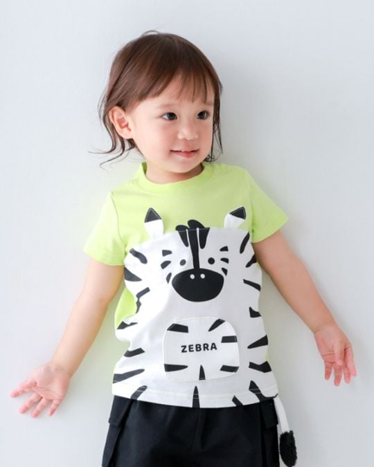 【チークルーム】しまうま Tシャツ / ライトグリーン