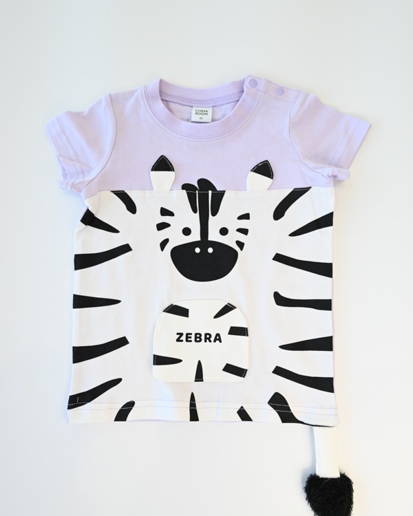 【チークルーム】しまうま Tシャツ / ライトグリーン