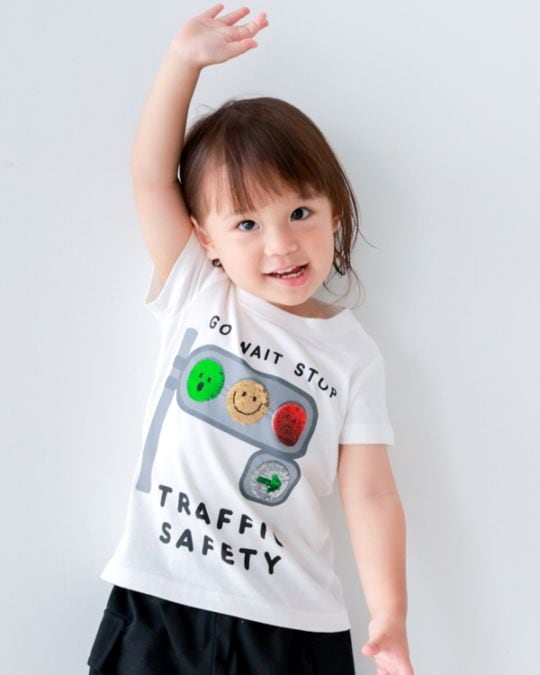 【チークルーム】信号スパンコール Tシャツ / ピンク