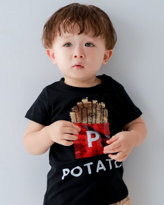 【チークルーム】ポテトスパンコール Tシャツ / オフホワイト