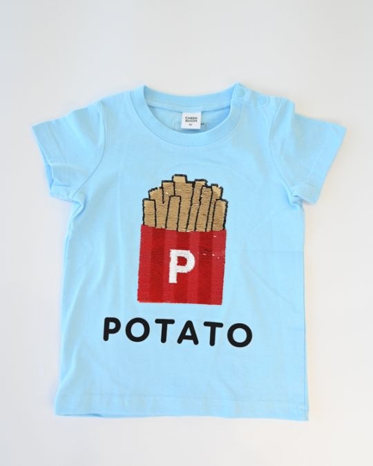 【チークルーム】ポテトスパンコール Tシャツ / ブラック