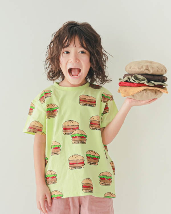 【ニコフラート】ハンバーガー Tシャツ / ライトグリーン