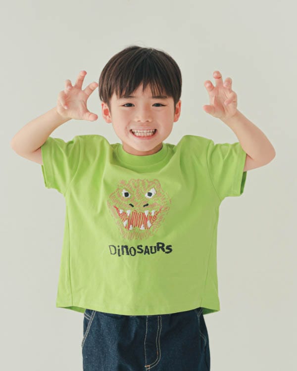 【ニコフラート】恐竜トゲトゲ Tシャツ / グリーン