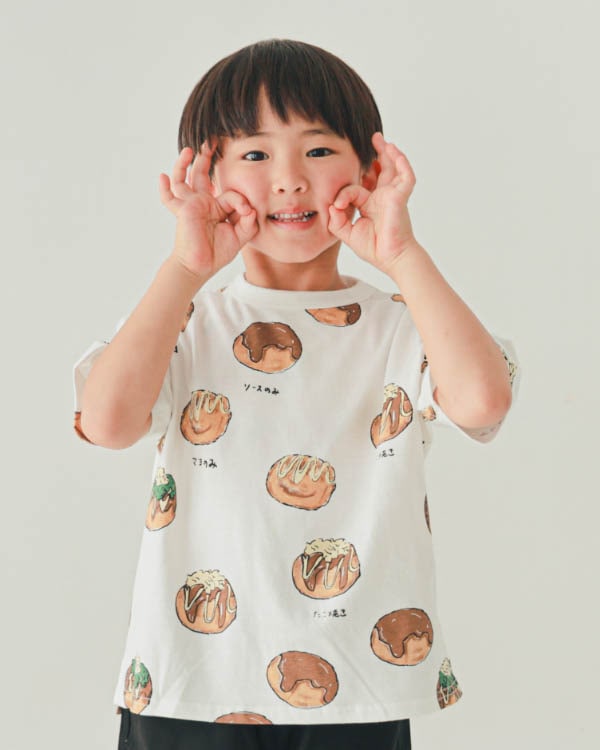 【ニコフラート】たこ焼き Tシャツ / オフホワイト