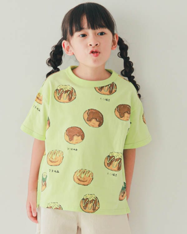 【ニコフラート】たこ焼き Tシャツ / ライトグリーン
