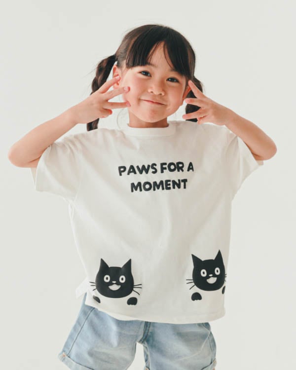 【ニコフラート】ねこポケット Tシャツ / オフホワイト