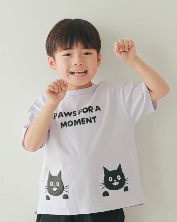 【ニコフラート】ねこポケット Tシャツ / パープル