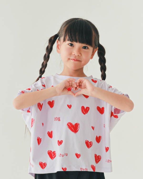 【ニコフラート】ハートギャザー Tシャツ / オフホワイト