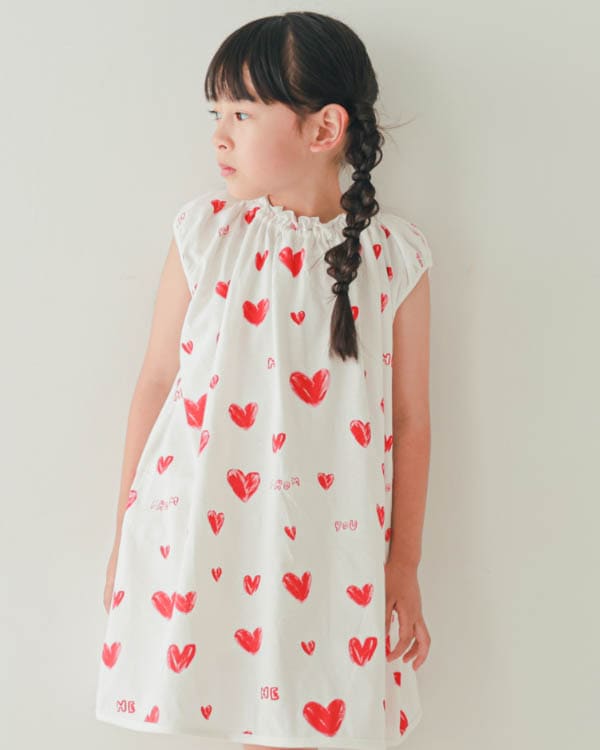 【ニコフラート】ハート ワンピース / オフホワイト