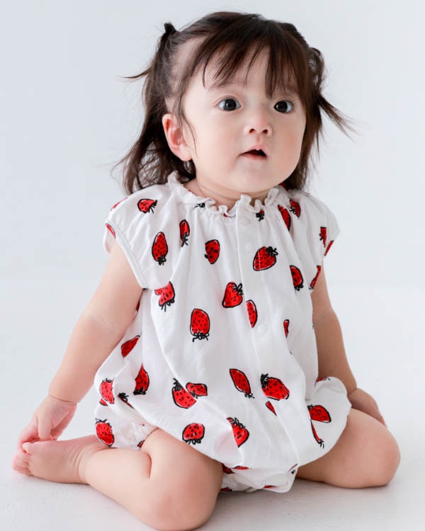 【26SS】ギャザー ロンパース / ブルー