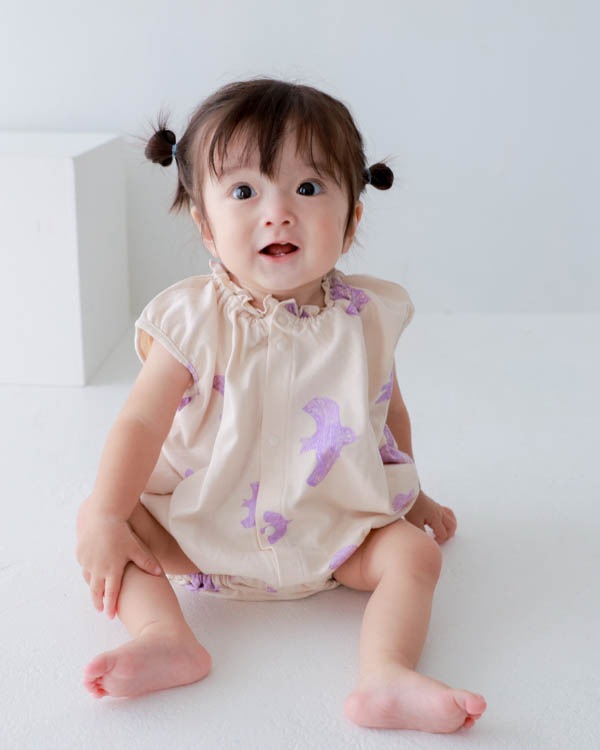 【26SS】ギャザー ロンパース / ブルー