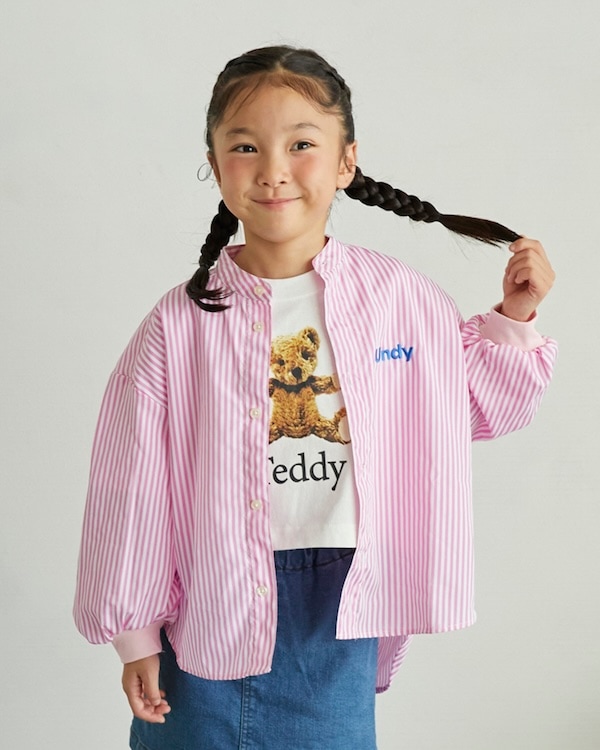 【アンディニー】ストライプシャツ / ピンク