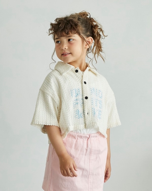 【アンディニー】レース半袖カーディガン / ホワイト