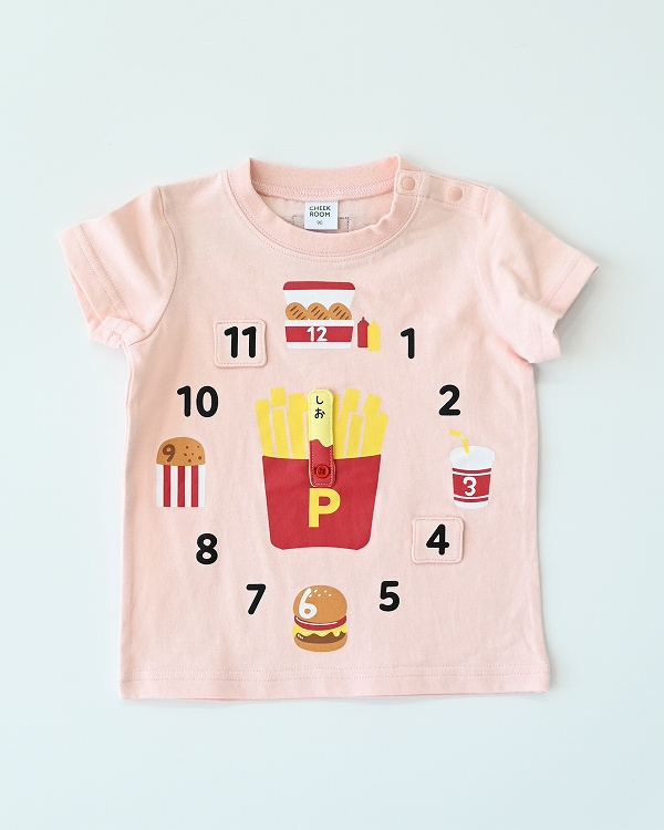 【チークルーム】ポテトの時計 Tシャツ / ピンク  
