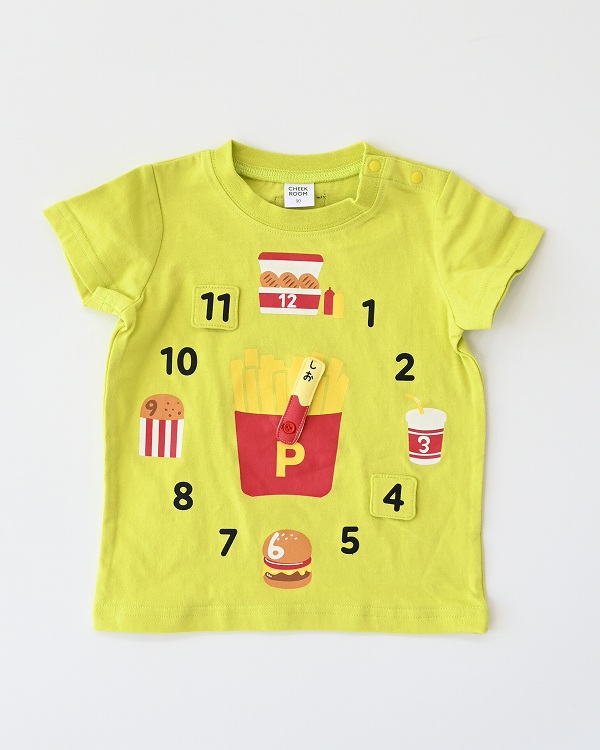 【チークルーム】ポテトの時計 Tシャツ / ライトグリーン  