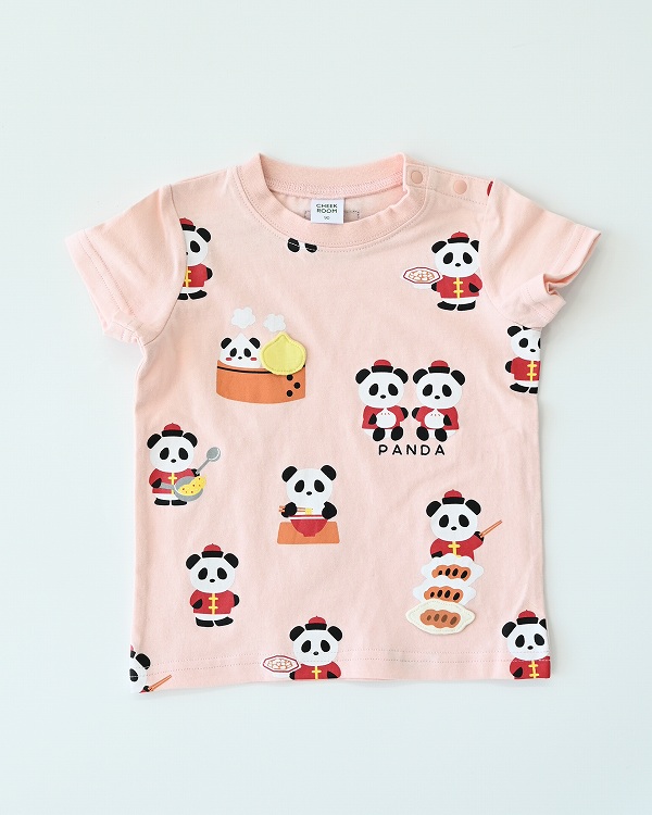 【チークルーム】パンダの中華屋さん Tシャツ / ライトグリーン  