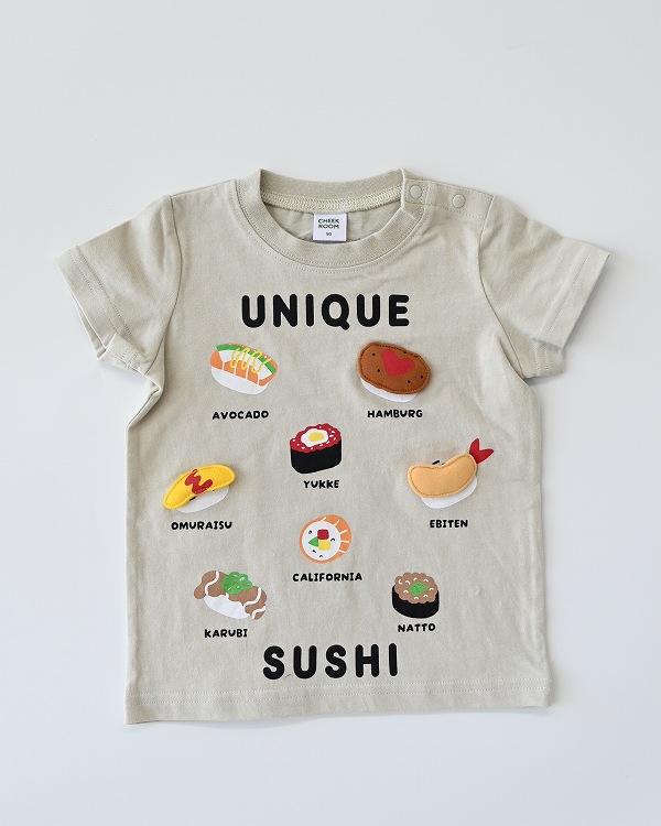 【チークルーム】ユニーク寿司 Tシャツ / ピンク  