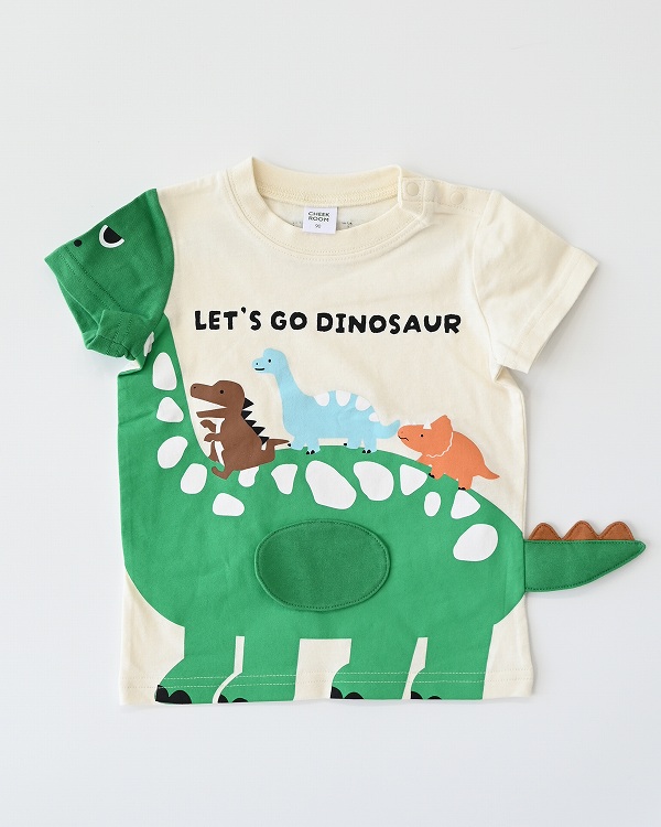 【チークルーム】恐竜のお散歩 Tシャツ / ライトグリーン  