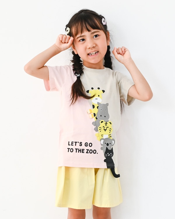 【チークルーム】アニマルズ Tシャツ / ピンク  