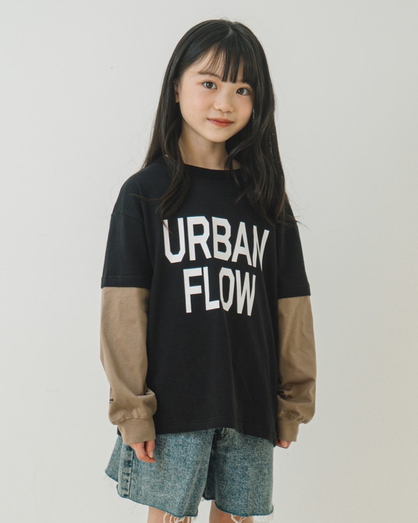 【ジーンズベー】URBAN レイヤードロングTシャツ / ブラック 