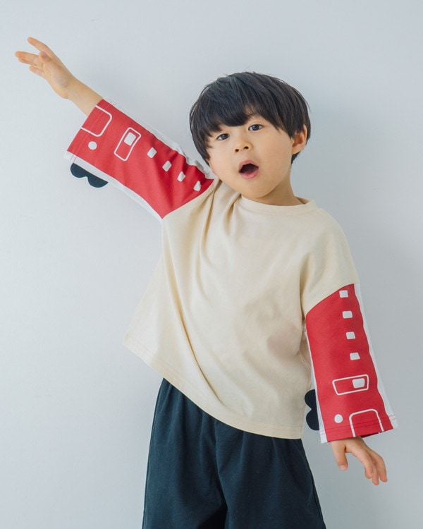【ニコフラート】ご当地電車袖 ロングTシャツ / アイボリー  