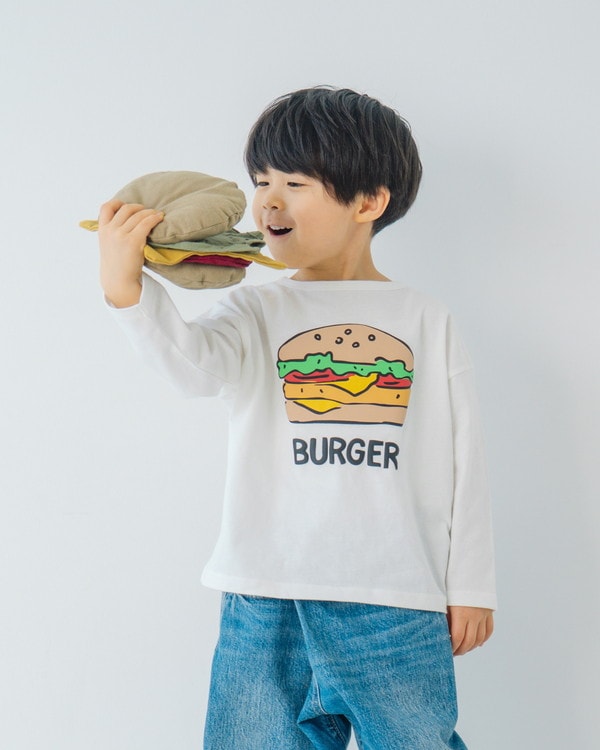 【ニコフラート】バーガーポテト ロングTシャツ / オフホワイト  