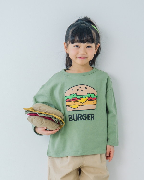 【ニコフラート】バーガーポテト ロングTシャツ / オリーブ  
