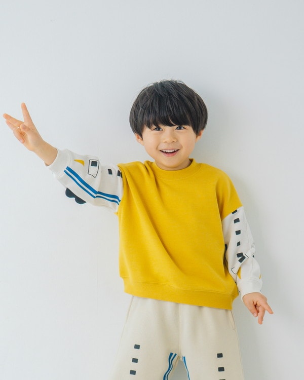 【ニコフラート】新幹線袖 トレーナー / マスタード