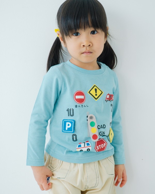 【チークルーム】信号機時計 ロングTシャツ / ブルー 