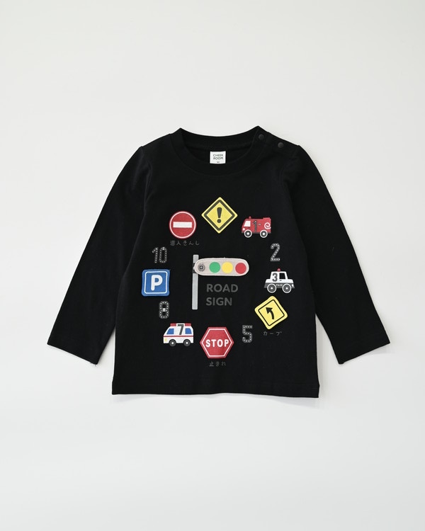 【チークルーム】信号機時計 ロングTシャツ / ブラック 